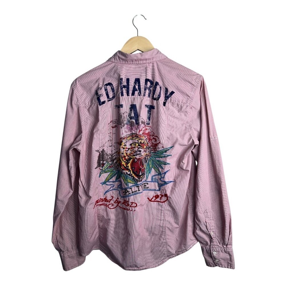 Vintage Ed Hardy TAT Tattoo & Alive Graphic Design Men's‎ Size Medium